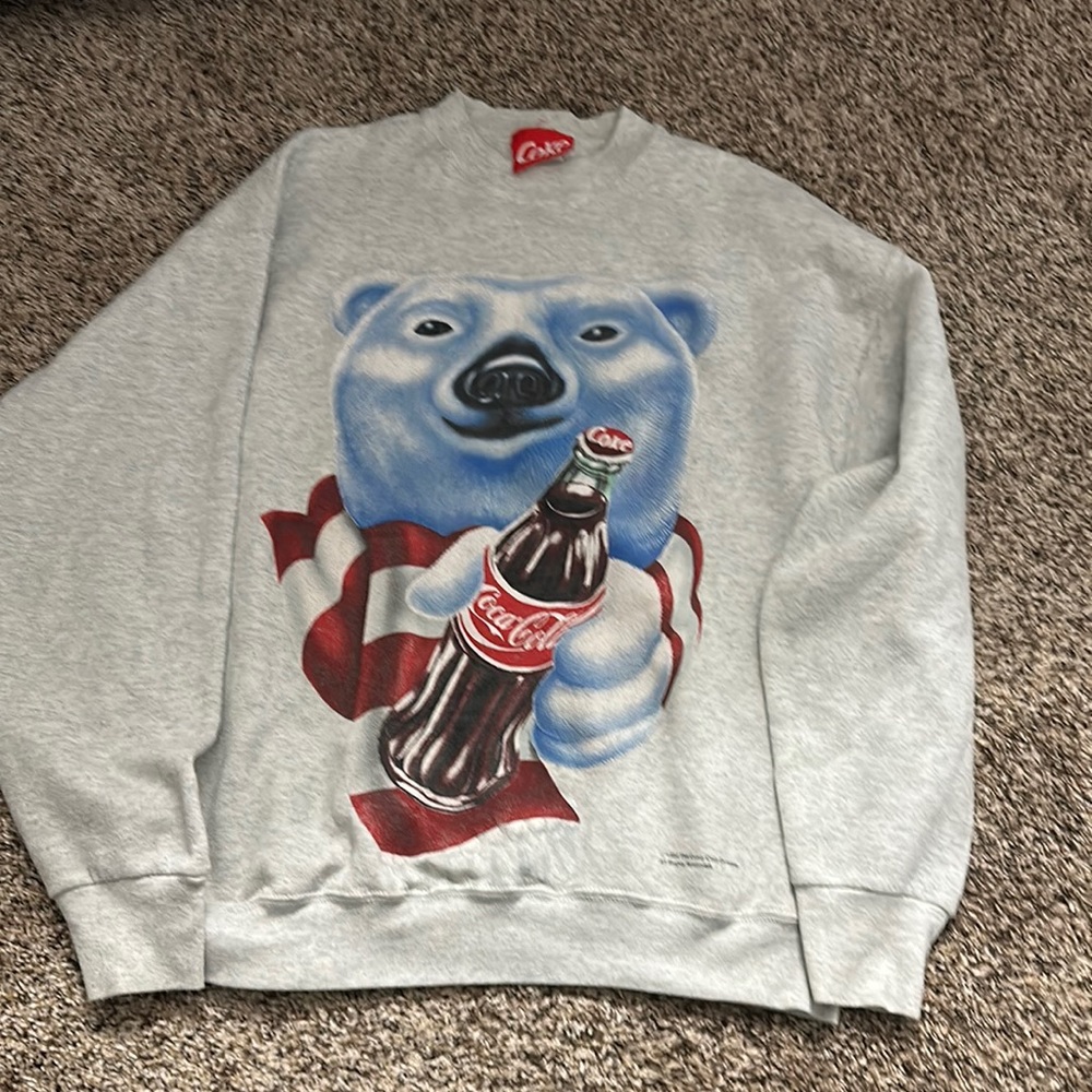 Vintage Y2K Coke a Cola Polar Bear Crew Neck Pullover Sweater Size X-Large
